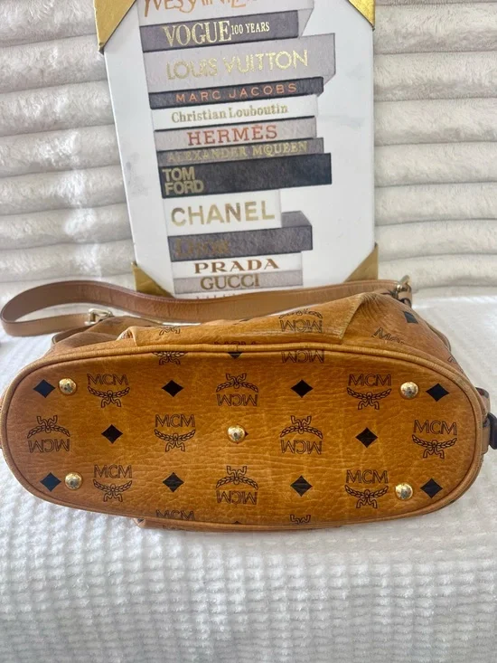 MCM Cognac Visetos Monogram Shoulder Bag - Picture 7 of 11